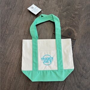 Trader Joe's Green Pastel Mini Canvas Tote Bag 2025 LIMITED EDITION NWT